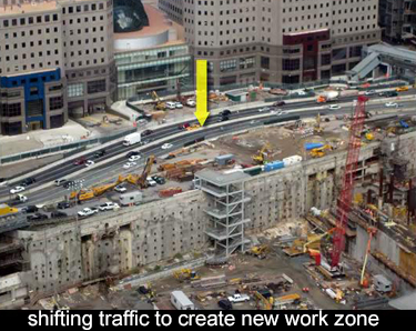 All traffic was shifted as far west as possible